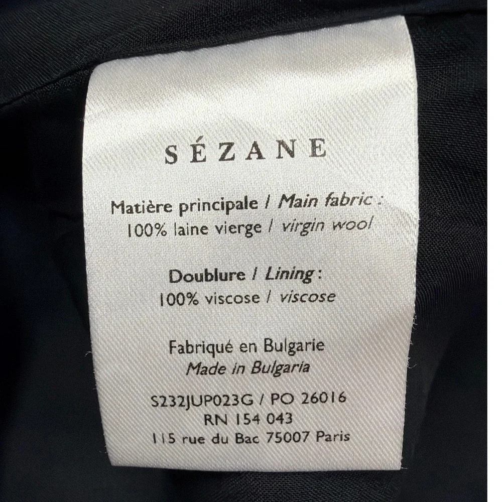 Sezane Grey Virgin Wool Tweed Belted Mini Skirt‎ Size 40 US 8